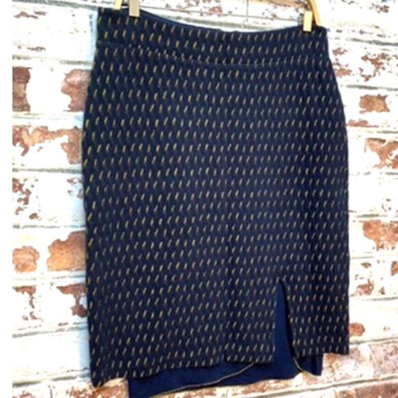 Anthropologie Maeve Hannon Cotton Bled Knit Textured Layered Pencil Skirt - Picture 6 of 13